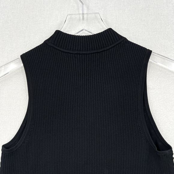 RAG AND BONE Ingrid Sleeveless Mock Neck Top Womens XS Black Open Knit Ribbed - Picture 6 of 14